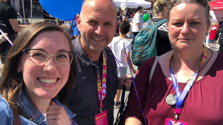 Auf dem Pflegetag in Neubrandenburg: Lydia Lerf, Stephan Dumann und Anja Herfurth (v.l.)